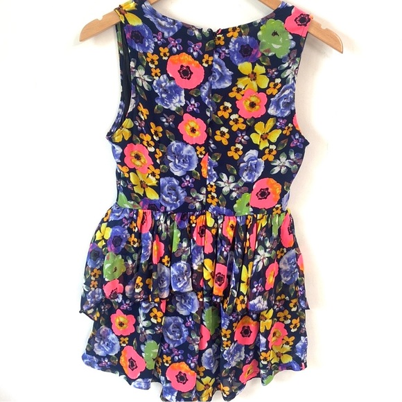 (A53) NEW Passion Fusion Floral Ruffled Deep V-Neck front Romper, Sz Small, NWOT - Picture 11 of 13